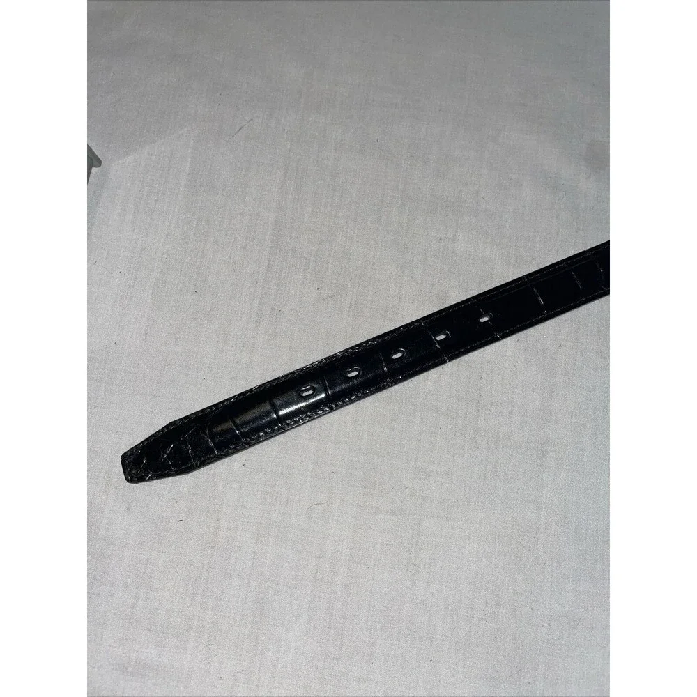 Danbury Club Dress Belt Women’s Size 32” Black Leather Gator Motif Buckle NWT